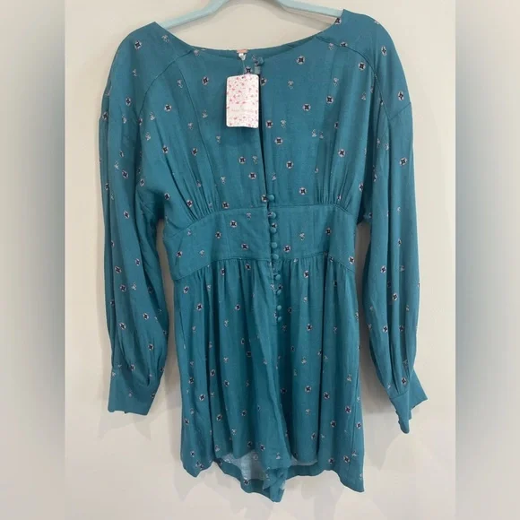 NWT•Free People•Love Grows Here Romper•Green Combo•Size Small - Picture 2 of 7
